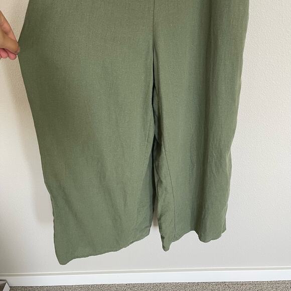 Old Navy Green Linen Wide Leg Square Neck Smocked Jumpsuit (Small) - Picture 6 of 9